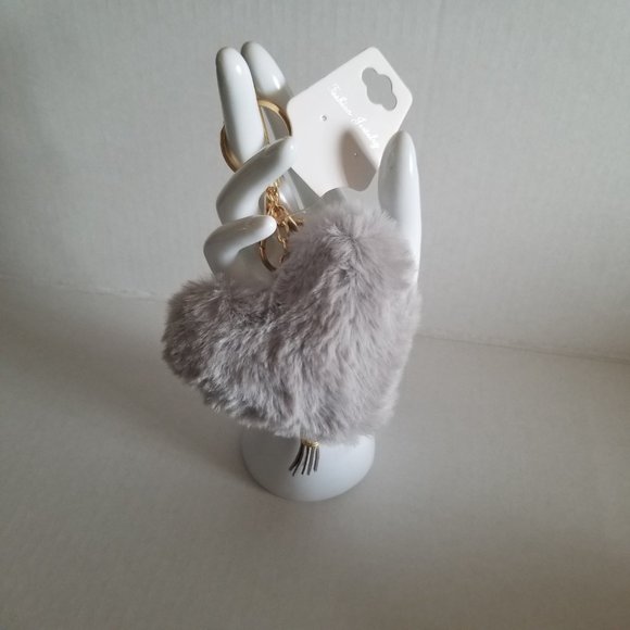 Heart Pom Pom Keychain with Charms - Picture 3 of 5